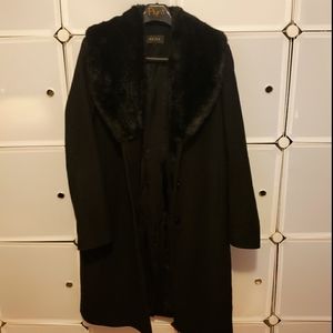 REISS WOOL COAT WITH FAUX FUR SHAW COLLAR